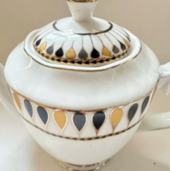 Grace Teaware Set Gold and Black Geometric New in Gift Box NWT in gift box